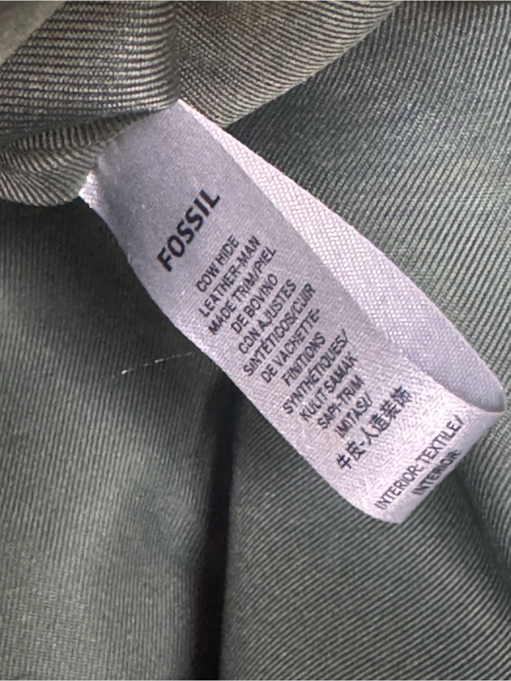 Fossil Carmen Shopper Green Suede Pink Leather Stripes Crossbody Top Handle Tote - Picture 14 of 14